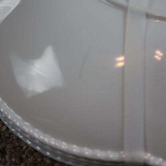 Soho Loft Blue Flower Rose Scalloped Set of 4 11" Melamine Dinner Plates NWT HTF - Picture 6 of 6